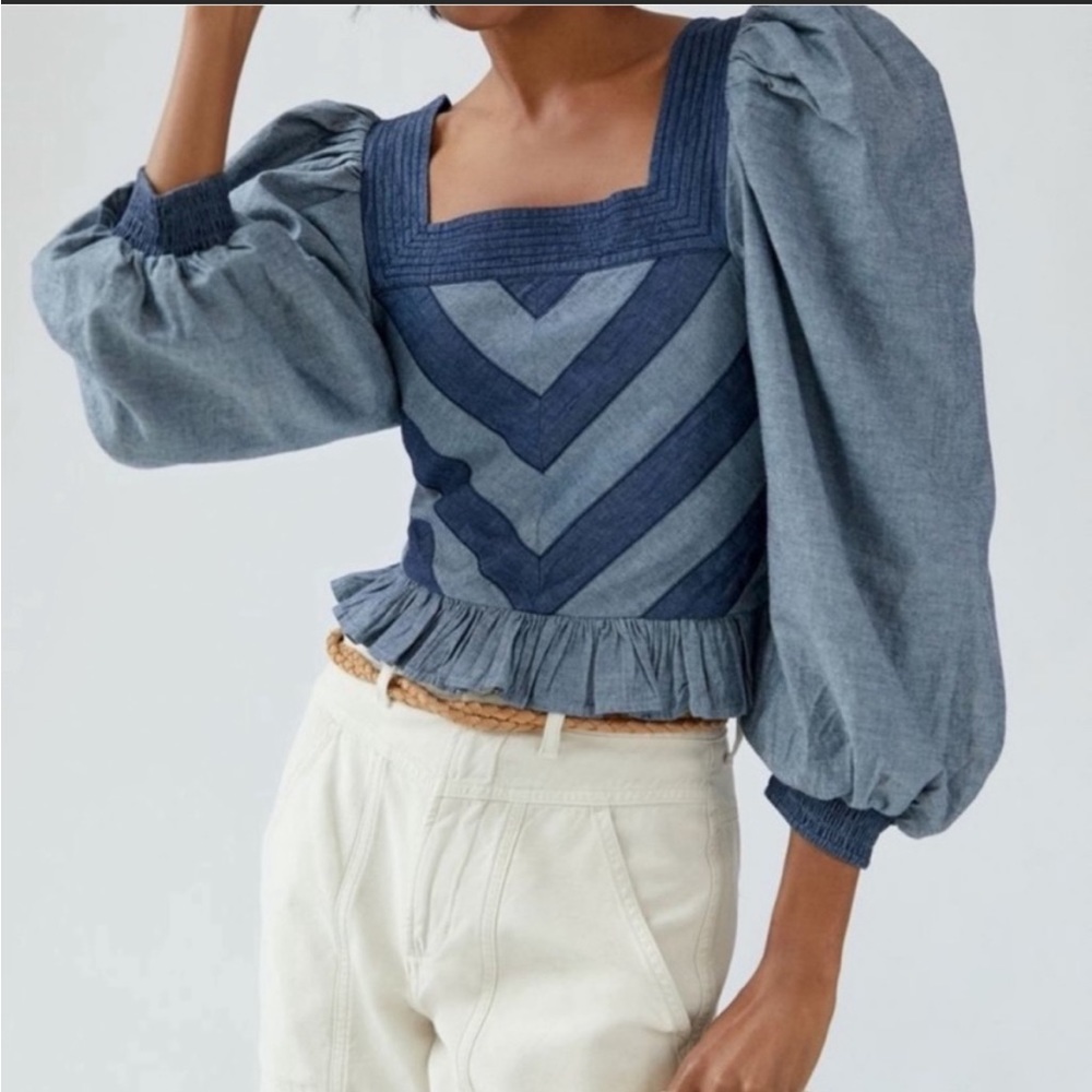 Love the Label by Anthropologie Smocked Puff Sleeve Blouse